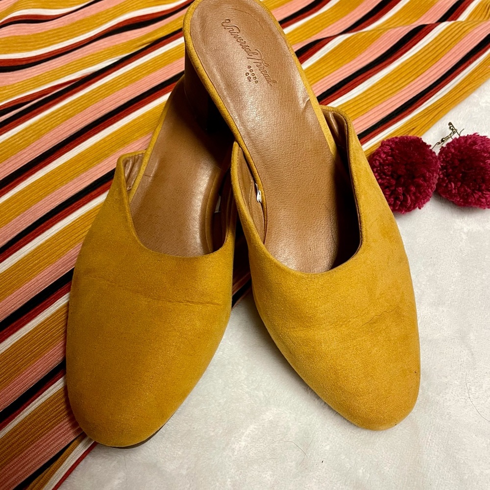 Heeled Yellow Suede Mules